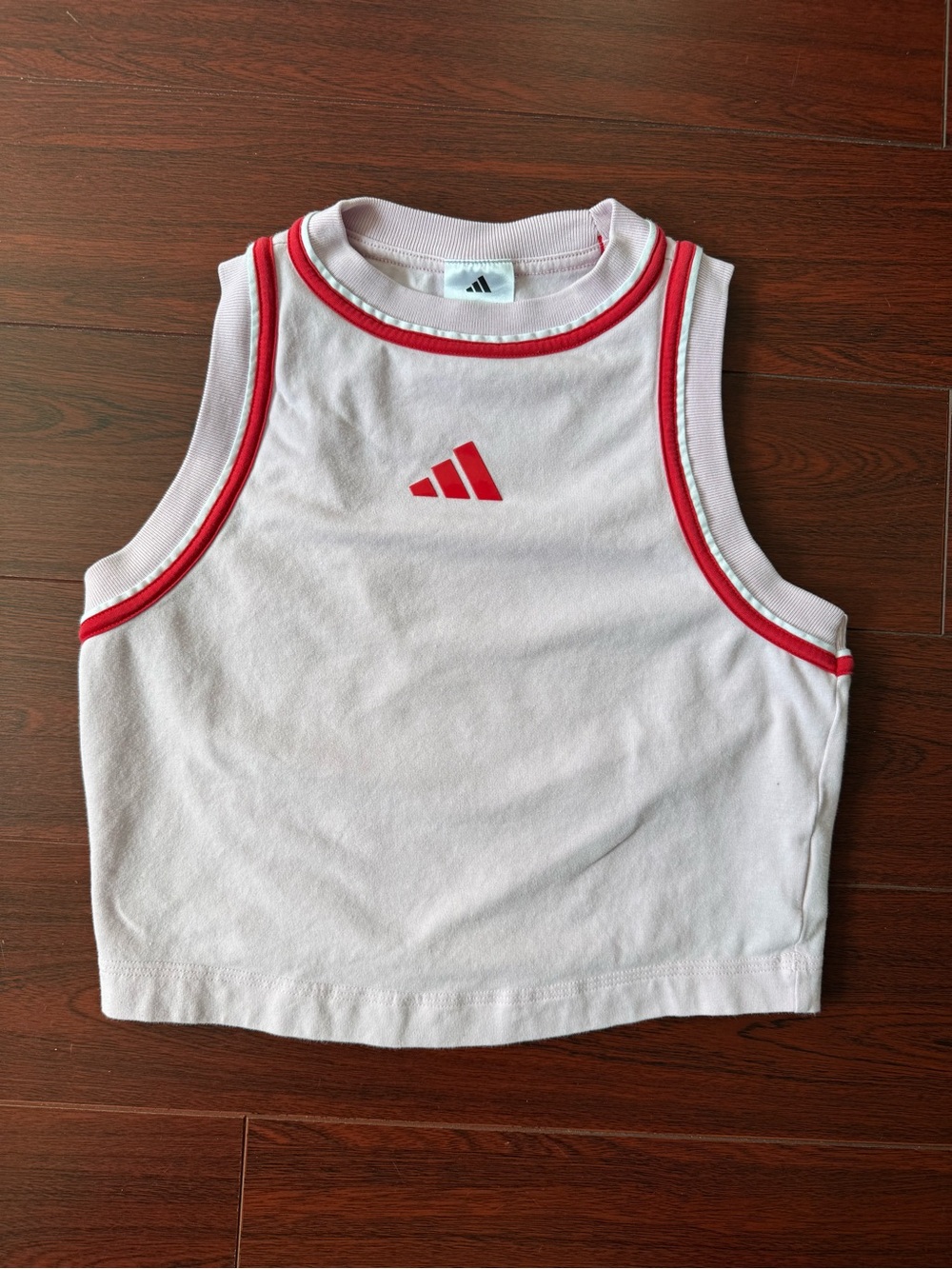 Adidas White & Pink Sleeveless Crop Top